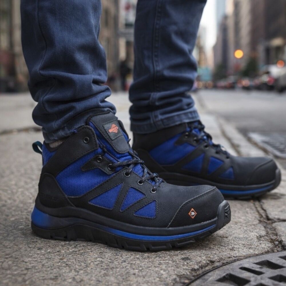 Merrell Steel Toe Moab Work Boots Mens 6.5 Blue EH Safety Industrial Utility